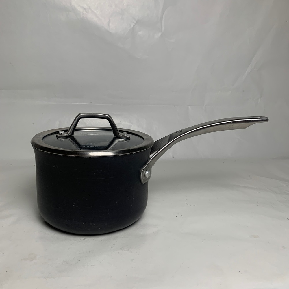 Calphalon Saucepan 2qt W/Glass Lid Signature 8702 Black Nonstick Hard Anodized